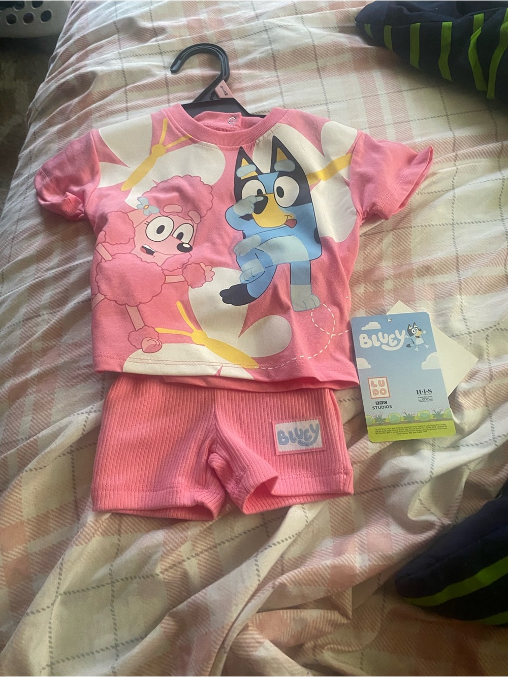 Pink Bluey Kids Matching Top & Shorts Set - Cute Character Print